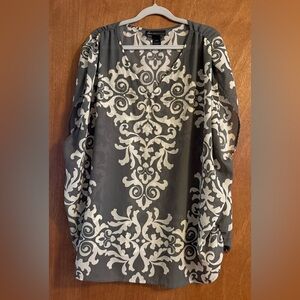 Lane Bryant Grey and Cream Patterned Blouse